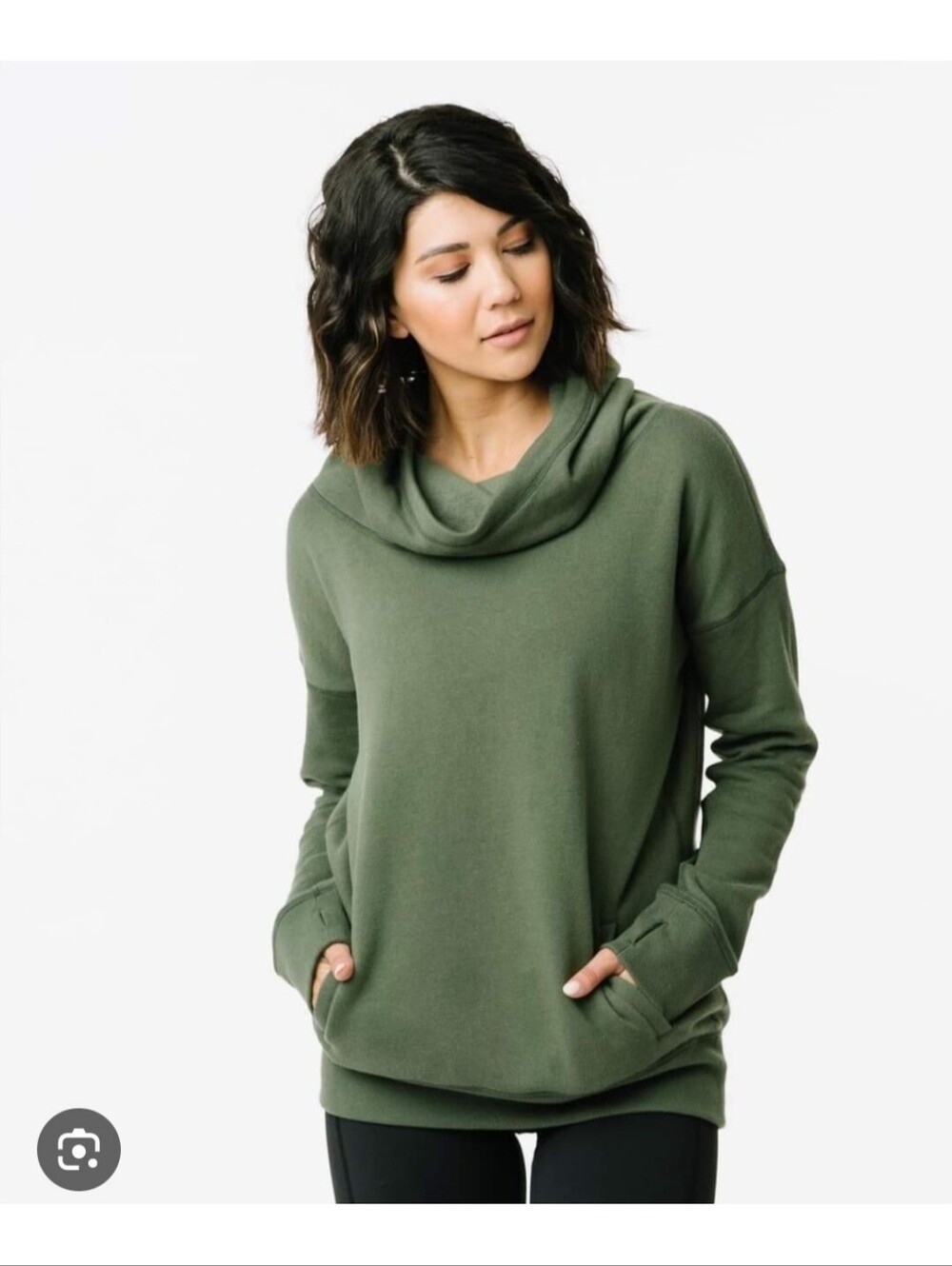 Zyia Active Cozy Olive Green Funnel Neck Women's Sweatshirt Size L - Picture 12 of 12